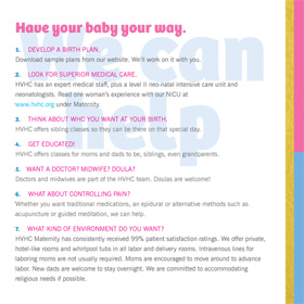 HVHC Maternity brochure inside